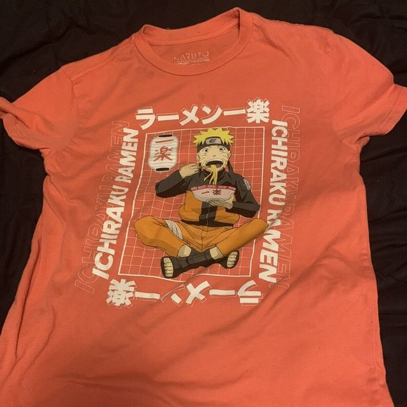 Vintage Shonen Jump Naruto Shippuden Red T Shirt L Large Anime 2002 XS Ramen - Picture 1 of 4